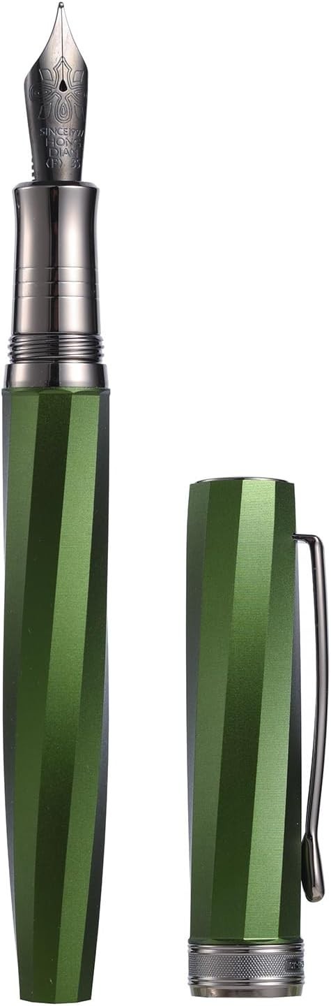 Luxury Green Fountain Pen Fine Soft Nib Titanium Black Executive Gift Set