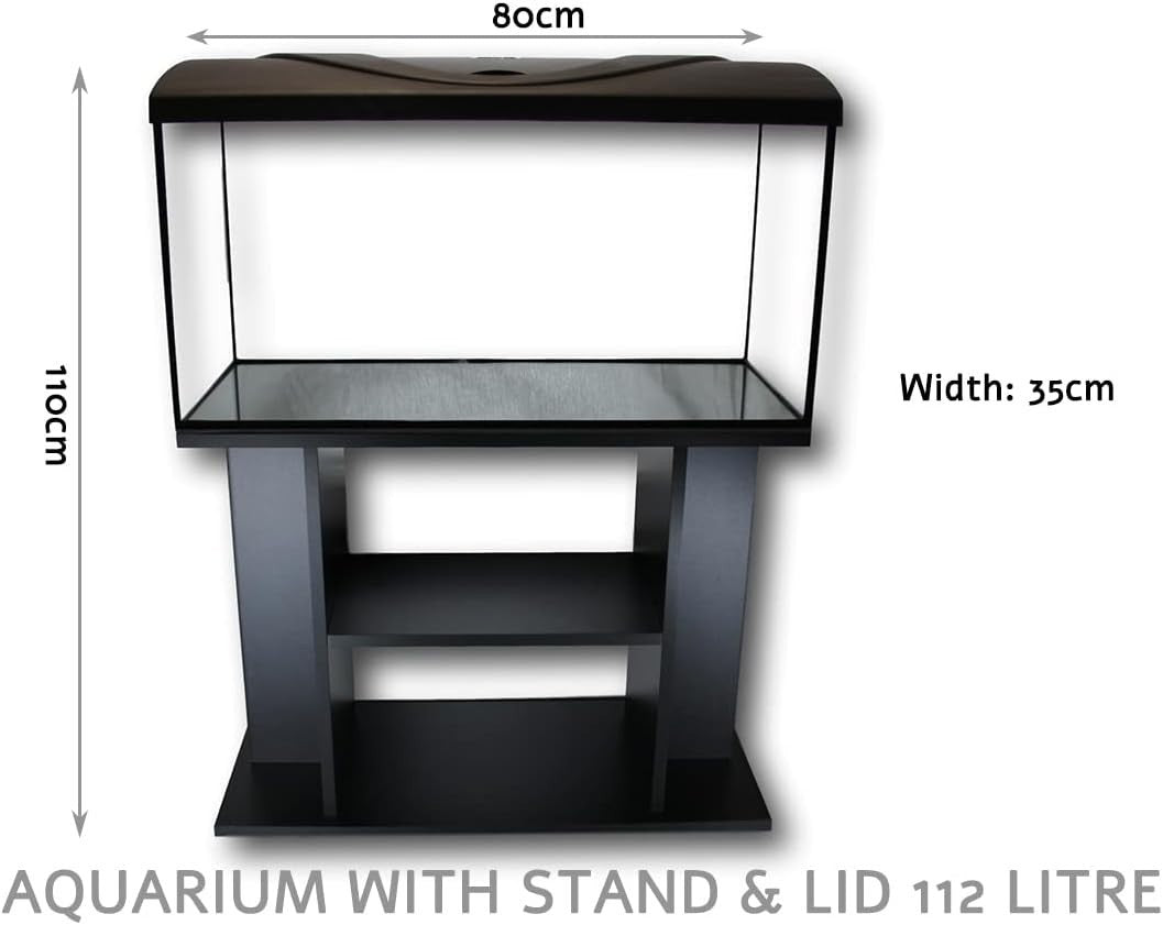 112L Glass Aquarium Kit with LED Light, Stand & Lid – Complete Set