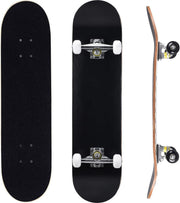 31in All Black Beginner Skateboard Double Kick Maple Deck + T Tool
