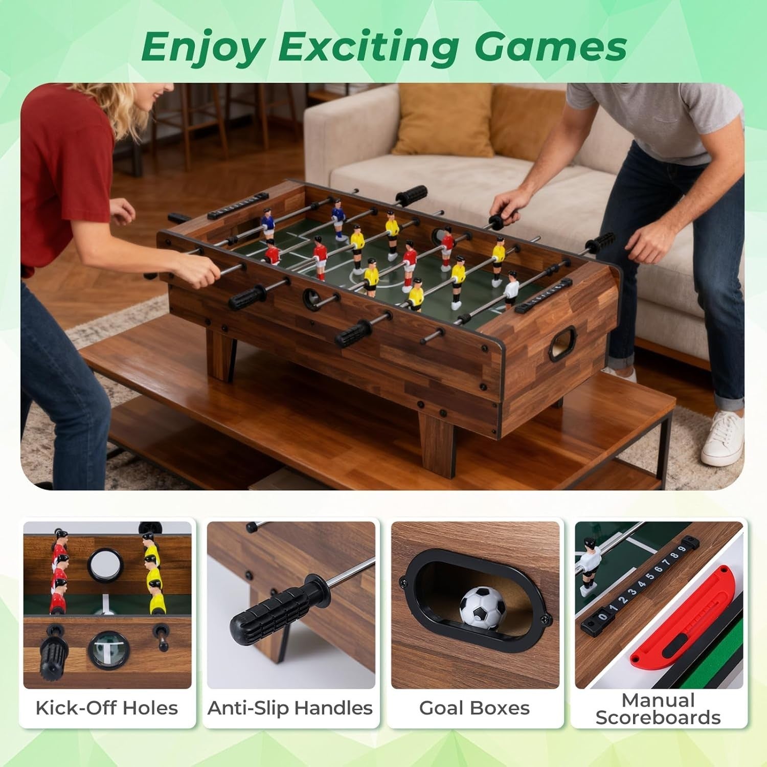 Wooden 4 in 1 Games Table Football Air Hockey Pool Table Tennis