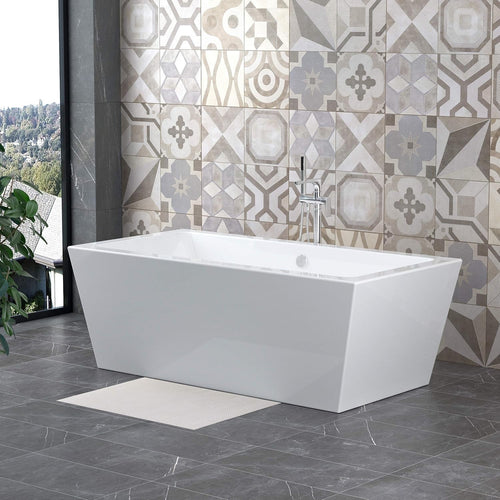 1700x800mm Square Freestanding Bath White Acrylic Modern Luxury Bathtub