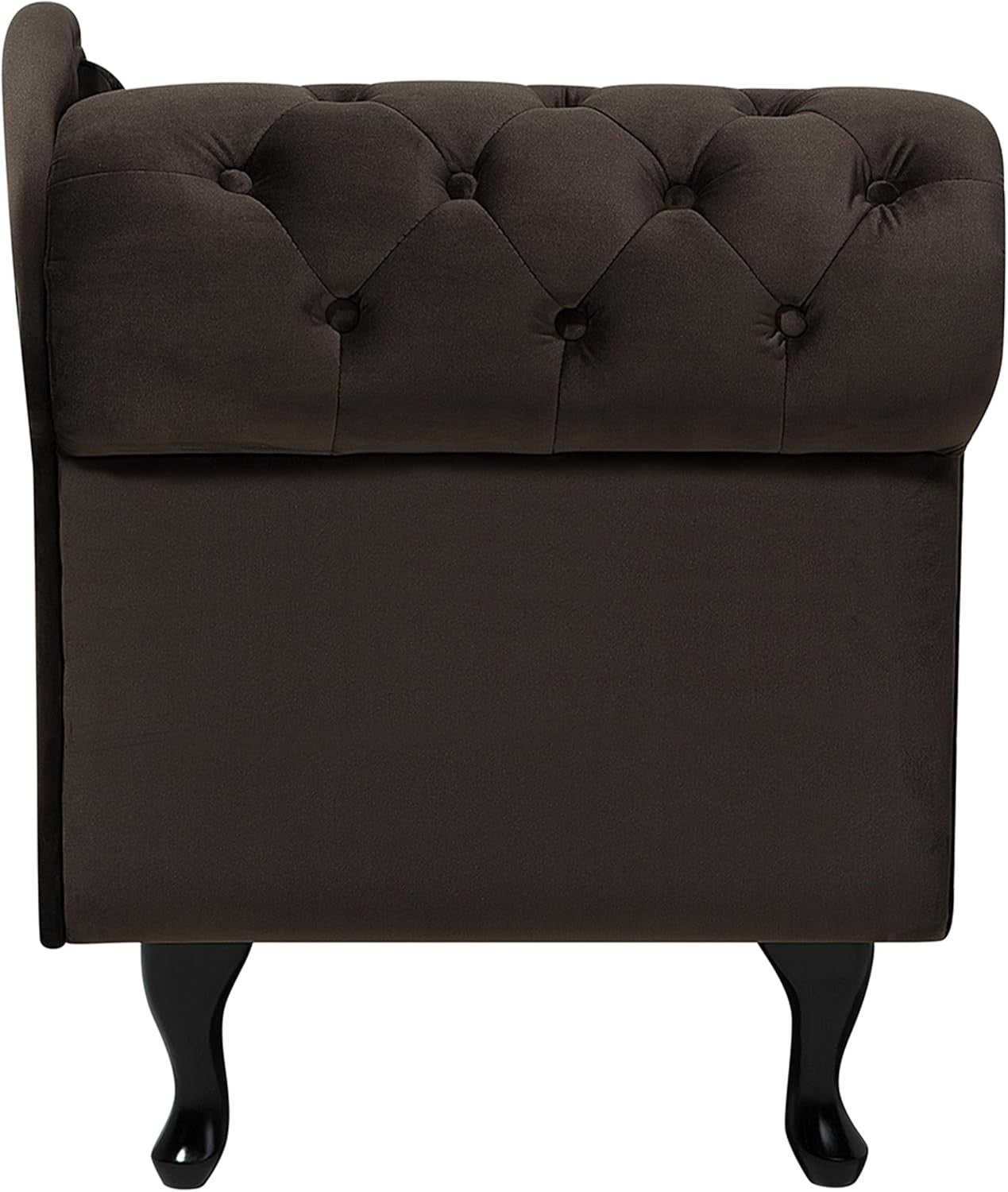 Vintage Left Hand Velvet Chaise Lounge Brown Chesterfield Tufted Fabric Sofa