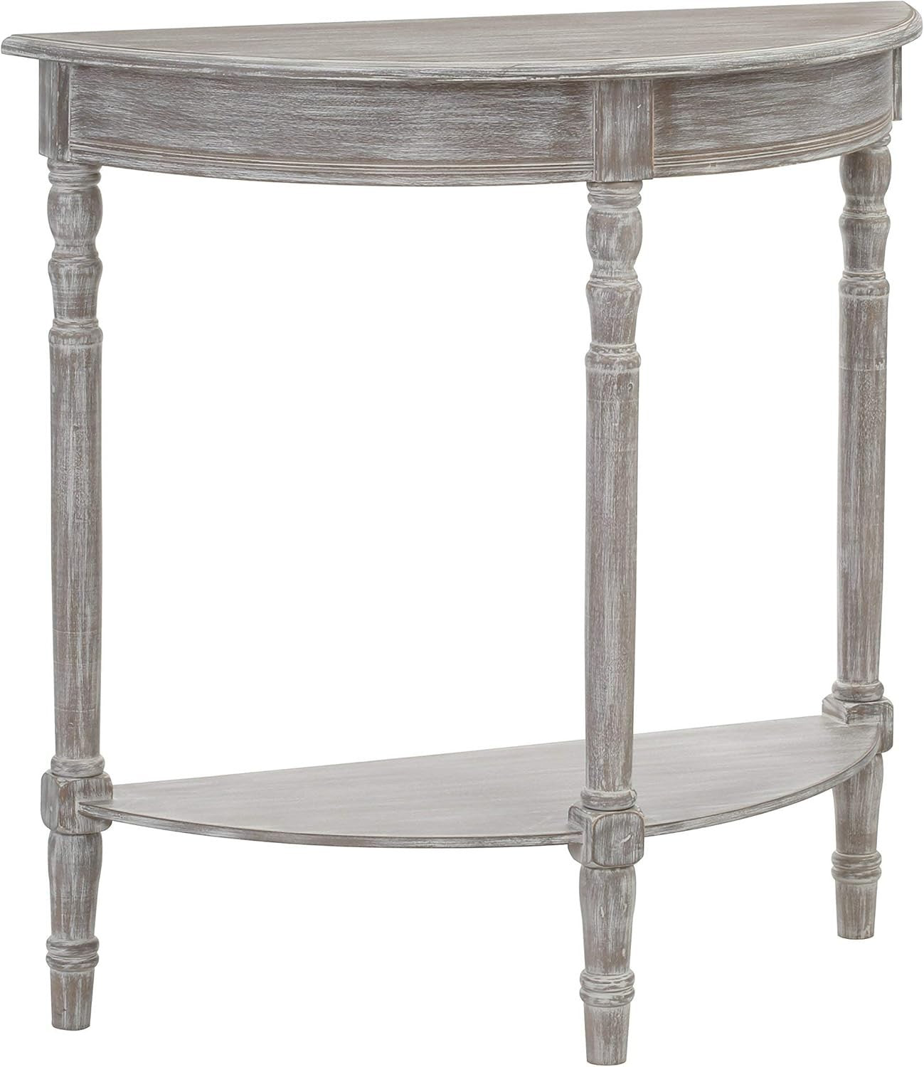 Slim Half Moon Console Table for Hallway, Narrow Oak Accent Table 80cm
