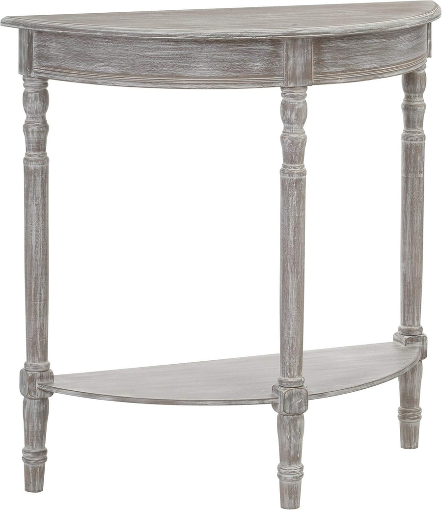 Slim Half Moon Console Table for Hallway, Narrow Oak Accent Table 80cm