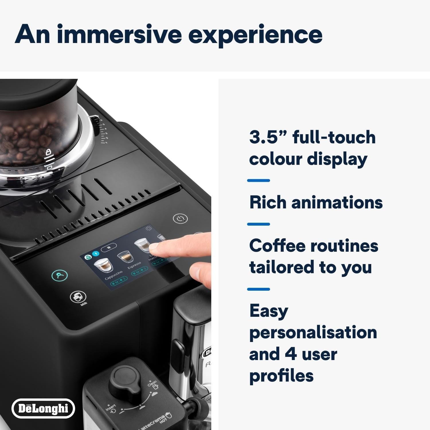 Premium Bean-to-Cup Coffee Machine | 16 Drinks | Touch Display | Milk Frother
