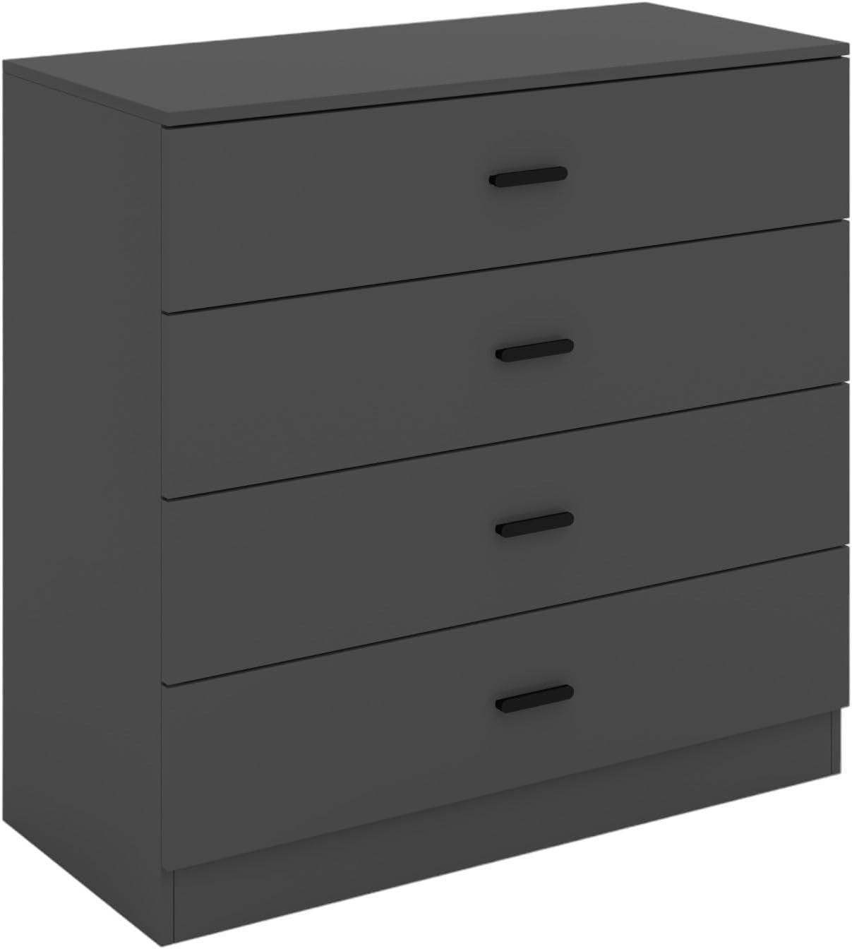 4 Drawer Black Wooden Bedroom Chest Storage Cabinet Polished Finish