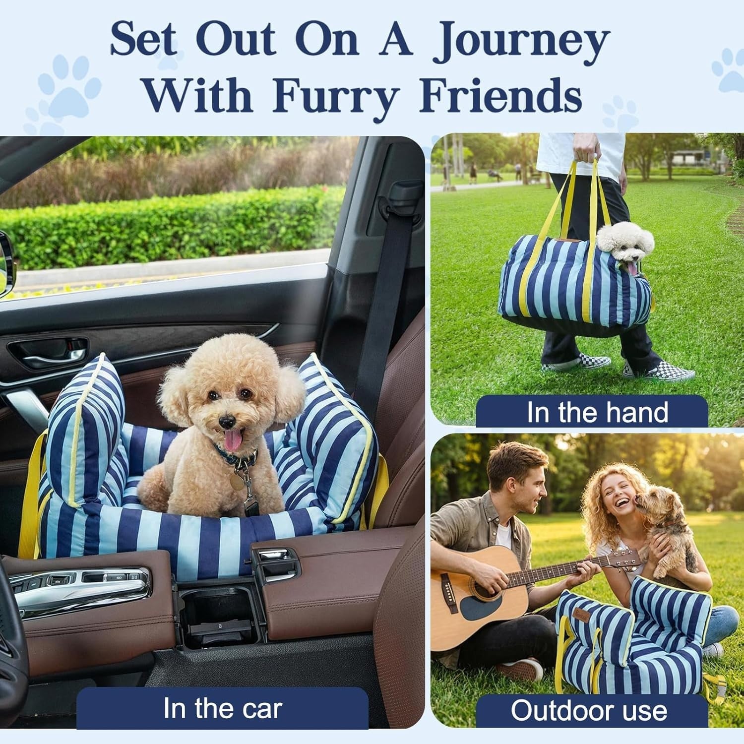 Extra Soft Dog Booster Car Seat Pet Travel Bed Safety Leash 25lbs