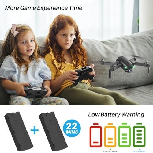 Foldable 1080P Camera Drone w/ Optical Flow 360° Flip Headless Mode 2 Batteries