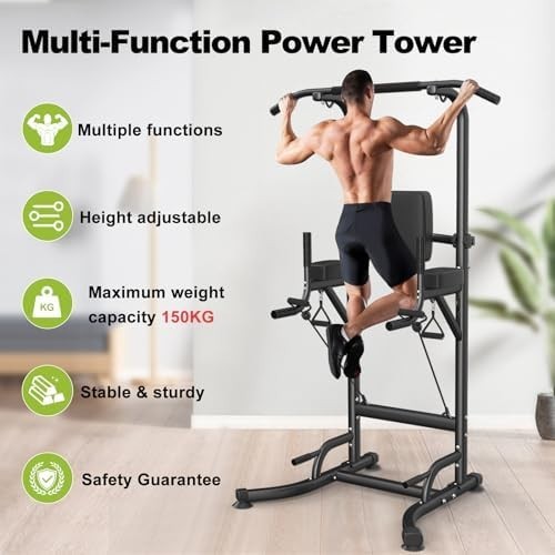Adjustable Power Tower Pull Up Dip Station Push Up Home Gym Rack