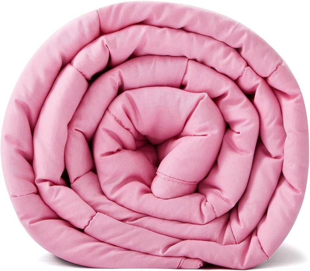 Weighted Blanket 60x80", 15lbs Cotton Glass Beads, Breathable, Pink