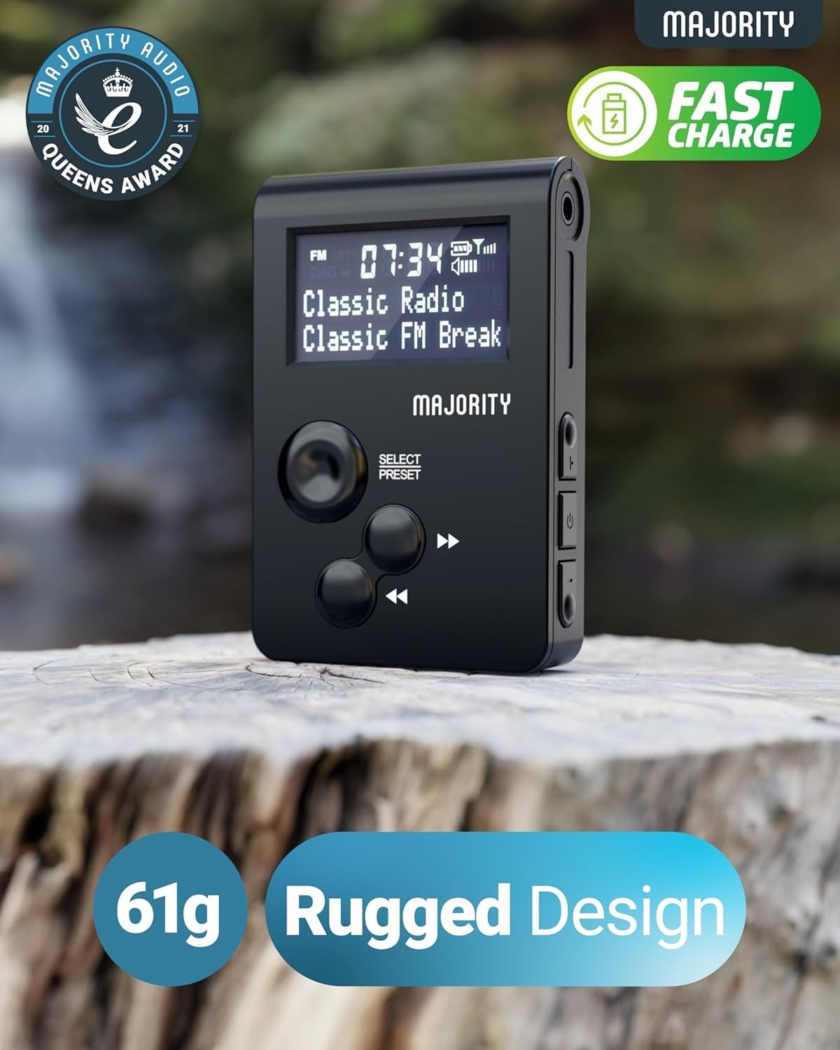 Pocket DAB/FM Radio with Sports Clip, USB Charging & 12H Battery