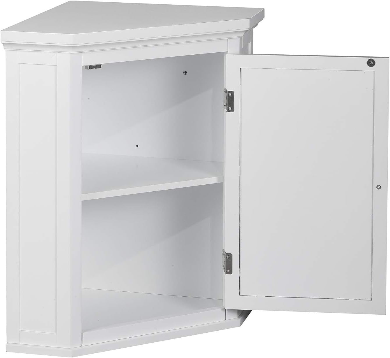 Corner Wall Bathroom Cabinet with Removable Shelf, Durable White Wood