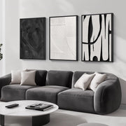 Large Black White Abstract Wall Art 3 Piece Framed Canvas Set