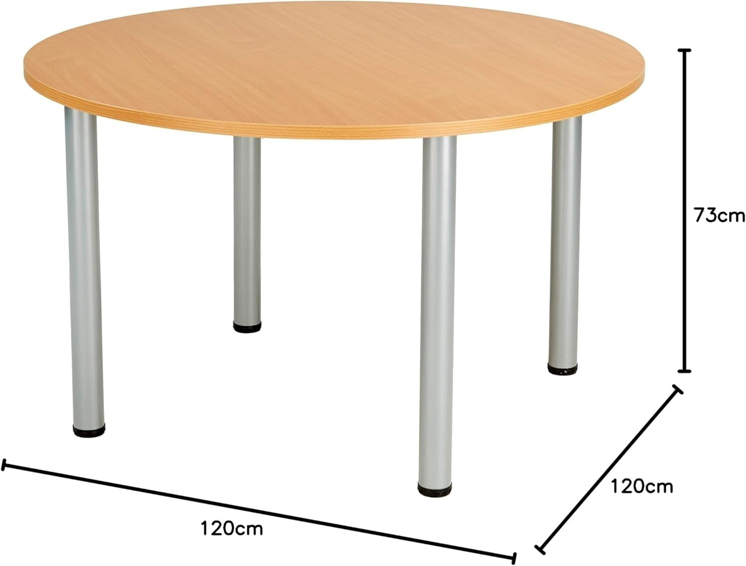Round Office Work Table – Robust Stain-Resistant Beech Desk for Home