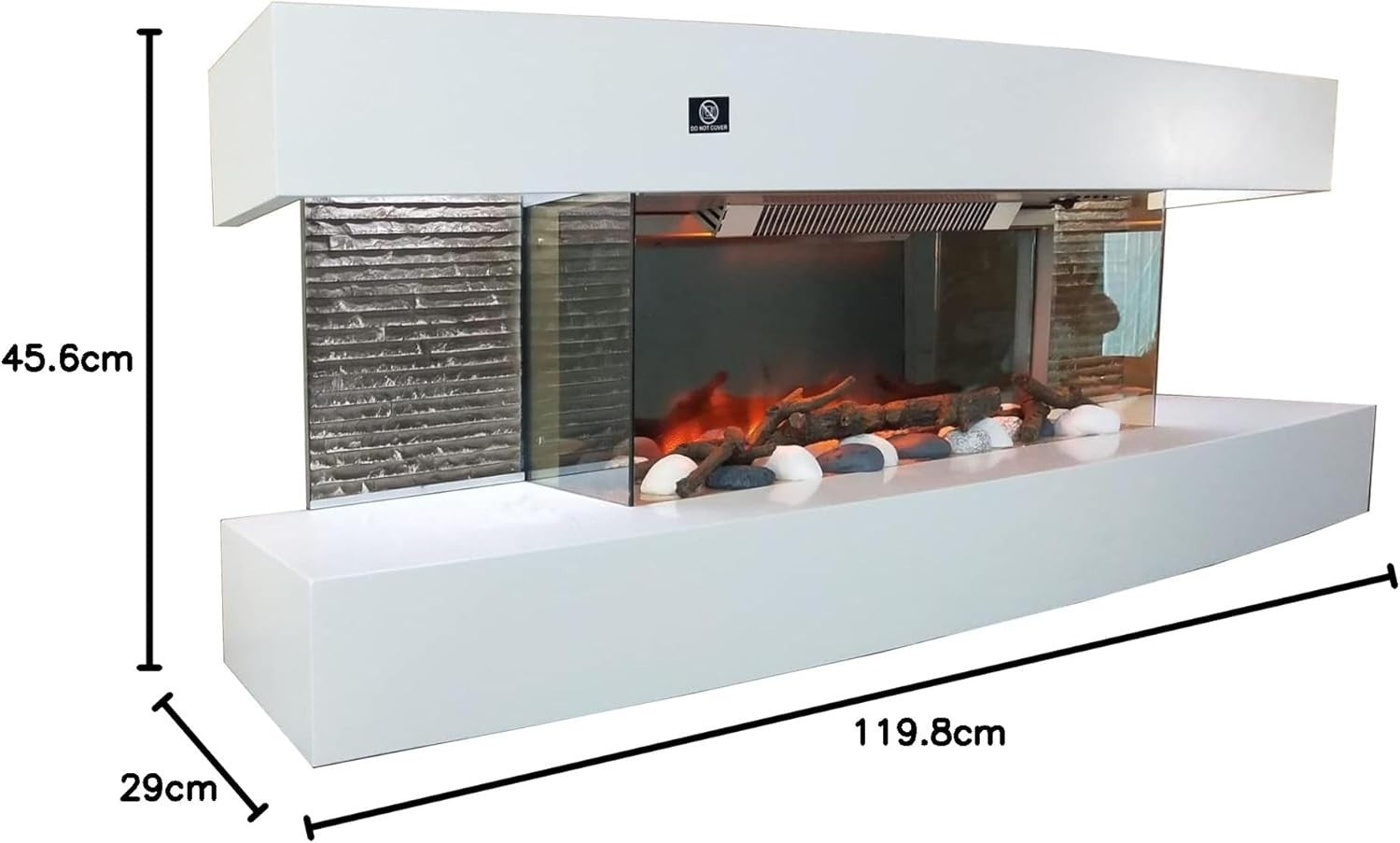 2000W Wall-Mount Electric Fireplace with LED Flame Effect & Remote Control