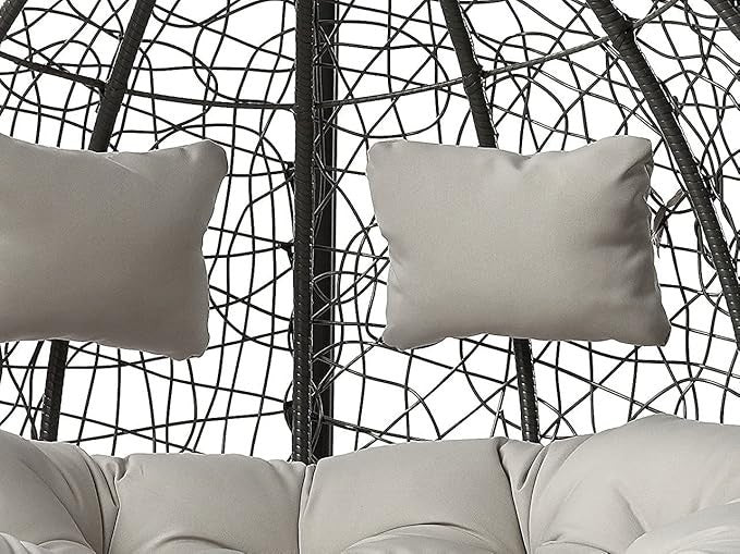 Luxury Rattan Hanging Egg Chair Double Swing Seat w/ Cushions Outdoor Garden