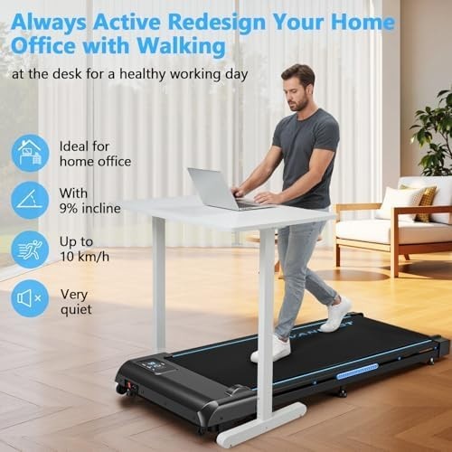 4-in-1 Walking Pad Treadmill with 9% Incline 1-10KM/H LED Remote