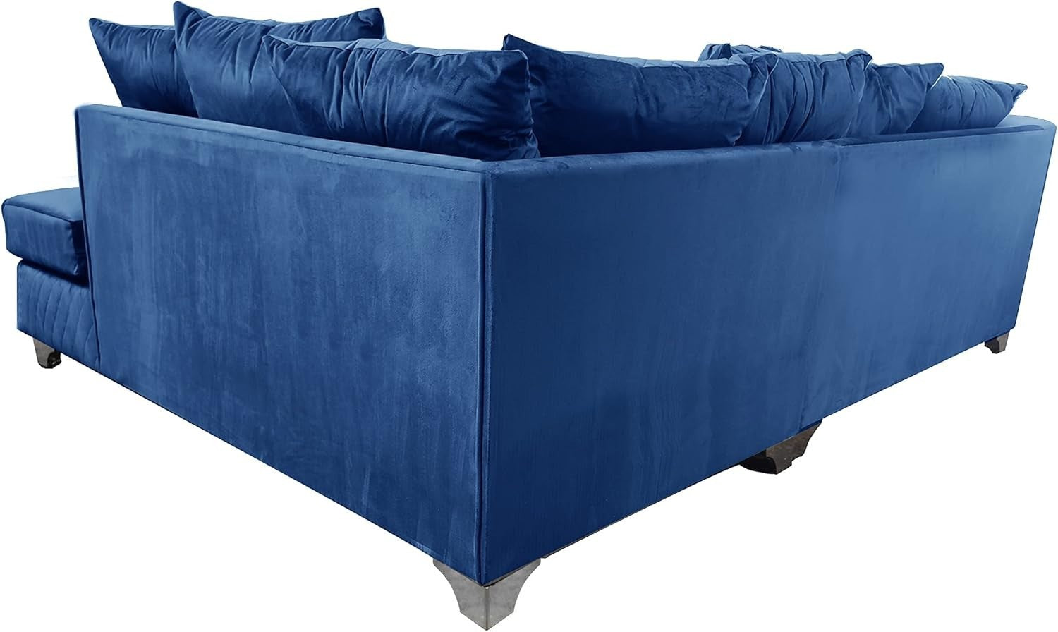 Royal Blue Velvet Corner Sofa ✨ 3-4 Seater L Shape LH w/ Chrome Feet