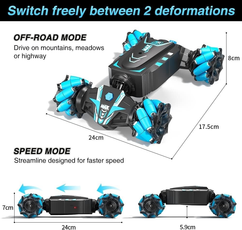 RC Stunt Car 360° Drift 4WD – Gesture & Remote Control, LED Spray Toy Gift