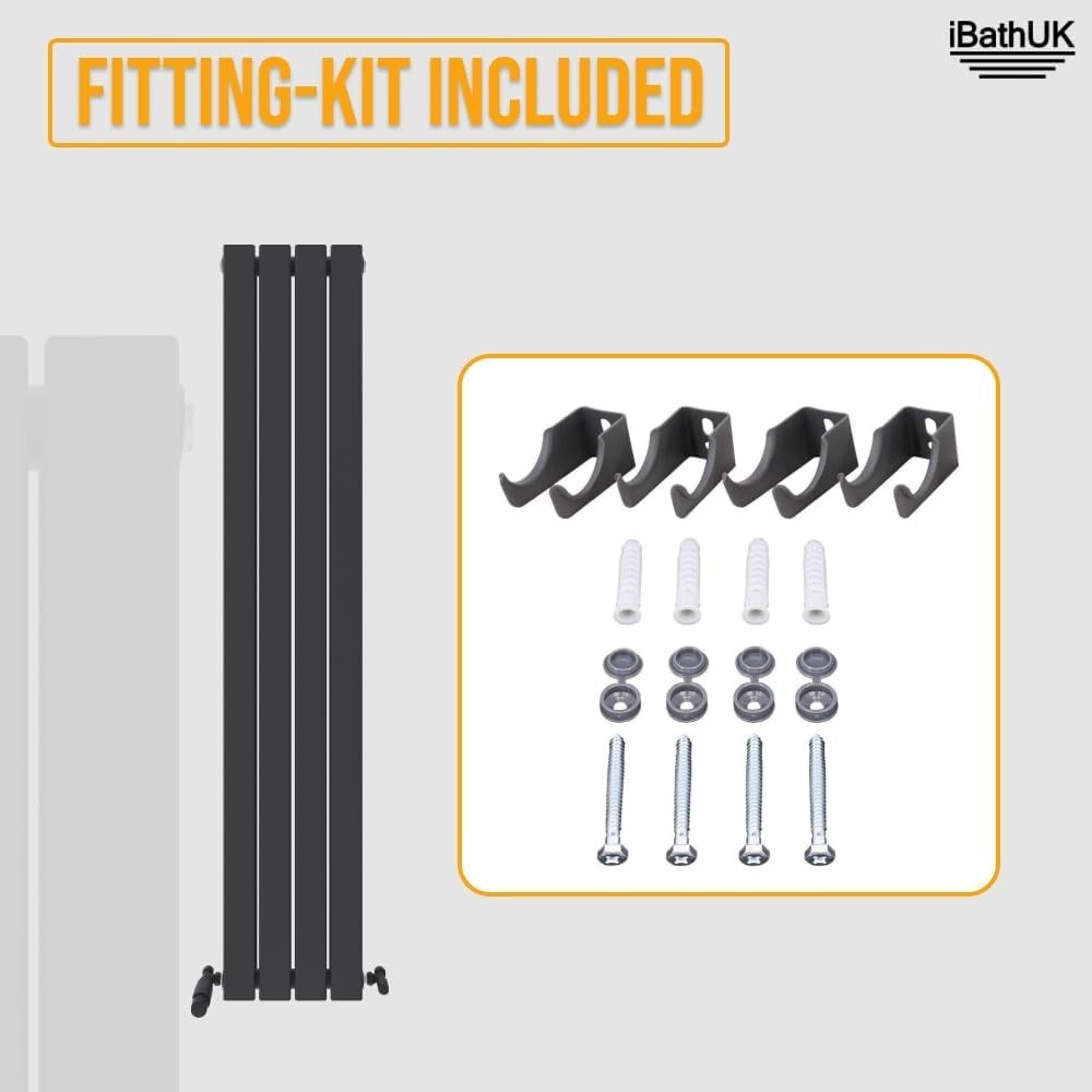 Tall Anthracite Vertical Radiator Slim Double Panel 1600x306mm Bathroom Kitchen