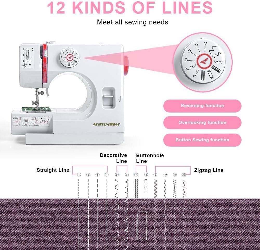 Mini Sewing Machine 12 Stitch Portable Electric Craft Repair Machine