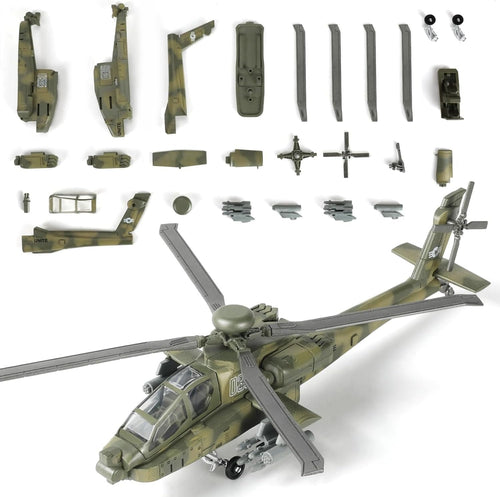 1:72 Scale AH-64 Apache Army Helicopter Model Kit | Military Toy Assembly Set