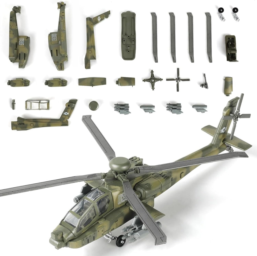 1:72 Scale AH-64 Apache Army Helicopter Model Kit | Military Toy Assembly Set