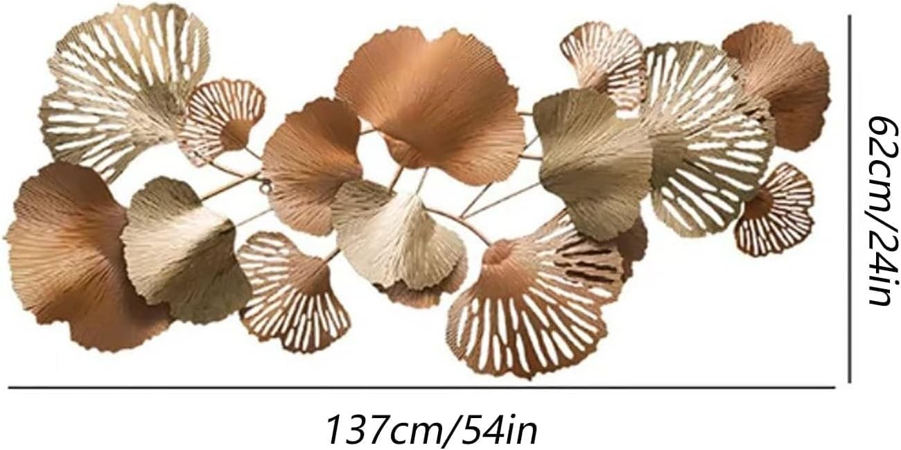 Luxury Metal Wall Art Ginkgo Leaves Large Modern Sculpture Living Room Decor