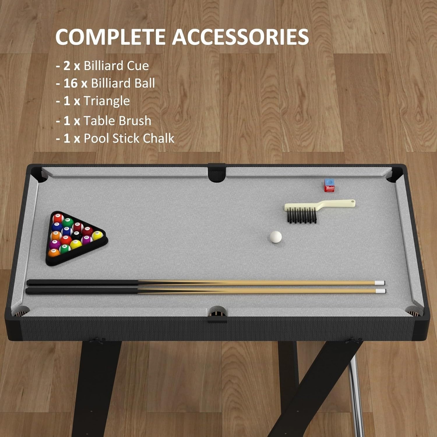 Mini Folding Pool Table 104cm Portable Snooker Set w Cues Balls