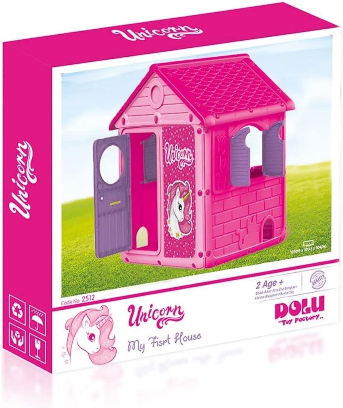 Unicorn Kids Plastic Playhouse Indoor Outdoor Wendy House Pink