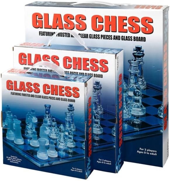 Glass Chess Set 26cm Frosted & Clear Luxury Crystal Chess Board Game