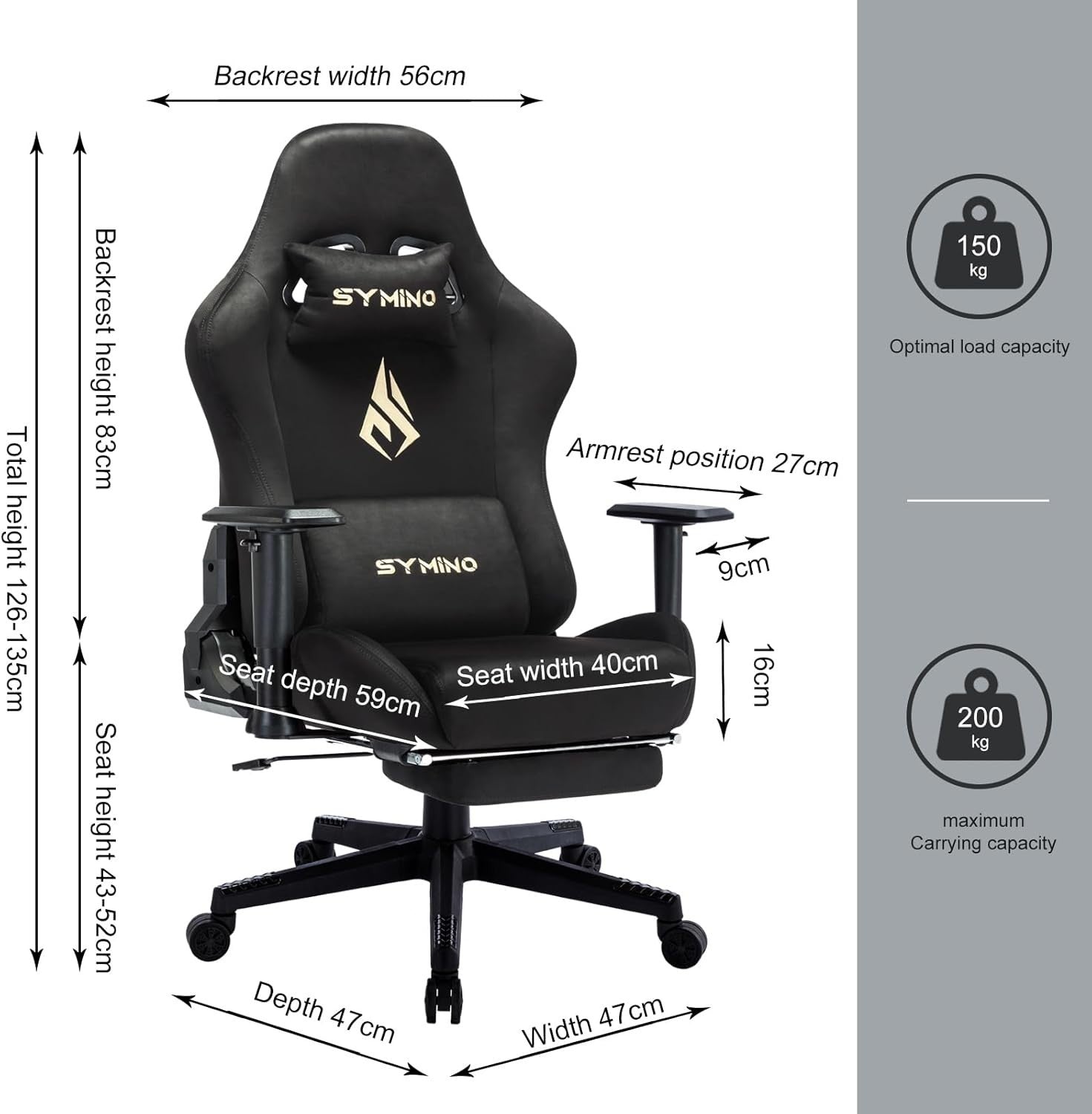 Ergonomic Gaming Chair Swivel Faux Suede Recliner Desk Office W/ Foot Rest