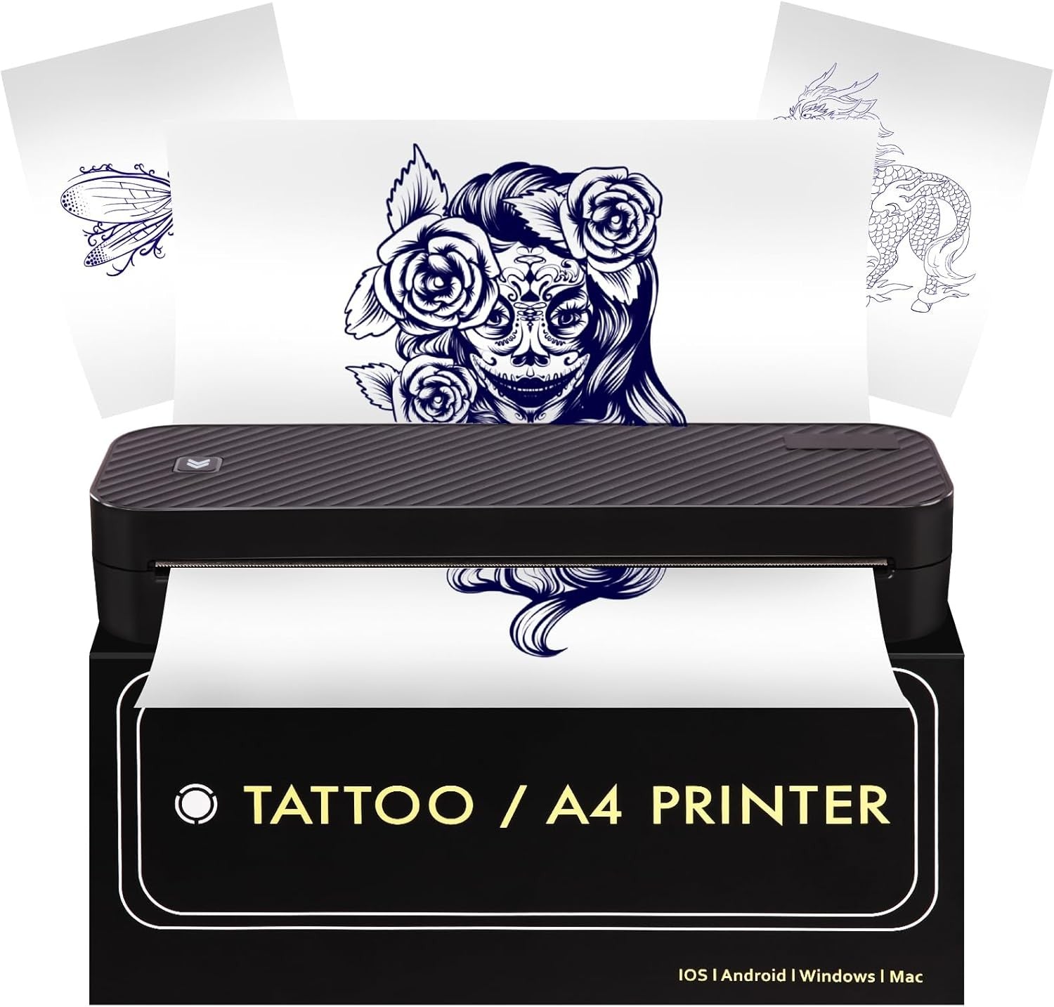 Wireless Tattoo Stencil Printer 2600mAh Black