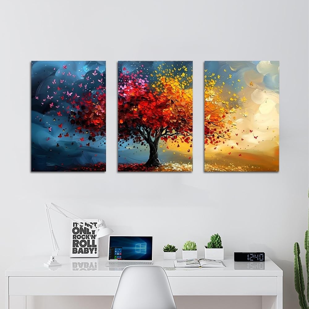 Tree of Life Canvas Wall Art Set of 3 Framed 12x16in Prints