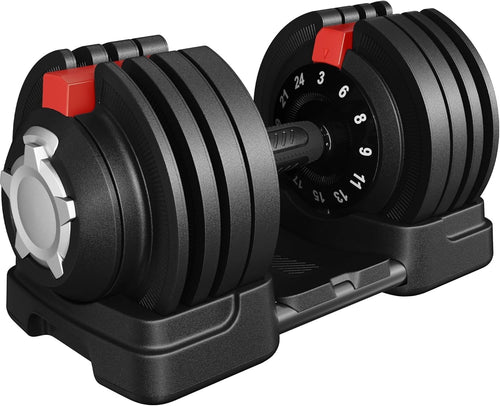 Adjustable Dumbbell Set 24kg 12-in-1 One-Second Dial Space-Saving Gym