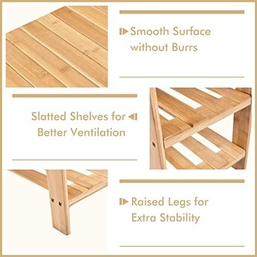 Natural Bamboo Shoe Storage Bench – 3-Tier Rack & Seat for Hallway 70cm