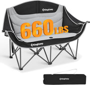 Folding 2-Seater Camping Chair Sofa 660lbs Padded w/ Cup Holders Outdoor