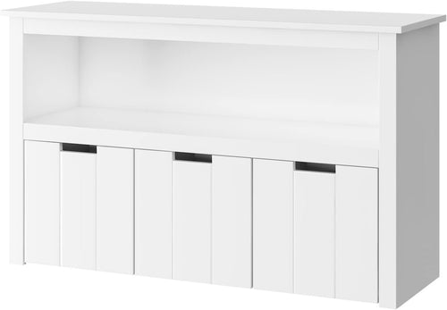 Kids Toy Storage Cabinet with Wheels White 3 Drawer Organiser 102x33x61.5cm