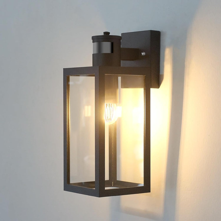 Waterproof Outdoor Wall Light PIR Sensor | 3-Mode E27 Porch Lantern Black