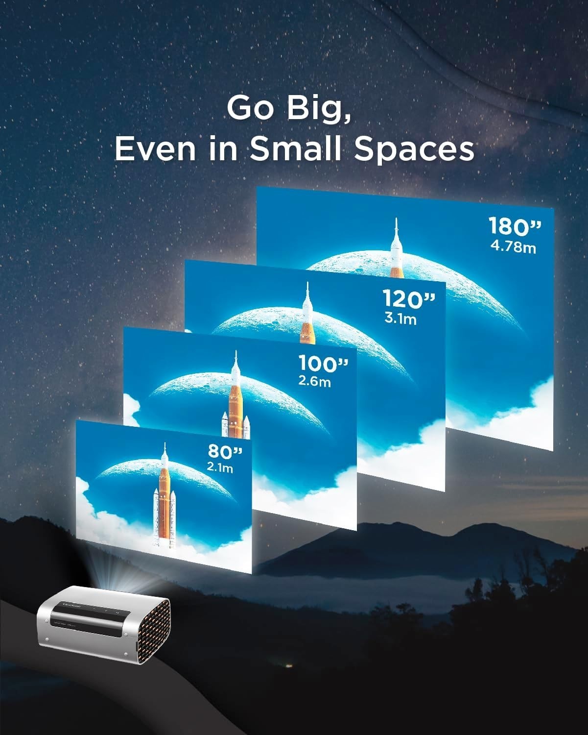 RGB Laser Smart Projector 1080P WiFi Bluetooth Auto Focus Portable