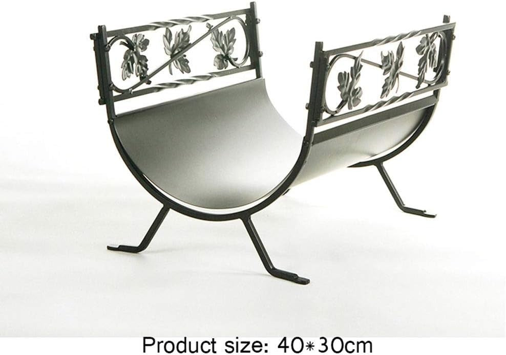 Heavy Duty Outdoor Fireplace Firewood Rack - Wrought Iron Log Holder 40x30cm