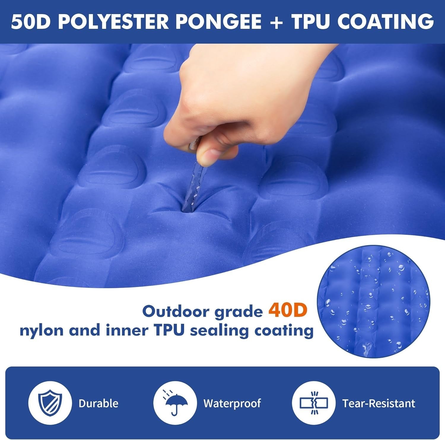 Inflatable Camping Sleeping Mat 203x68x10cm Ultralight with Pillow