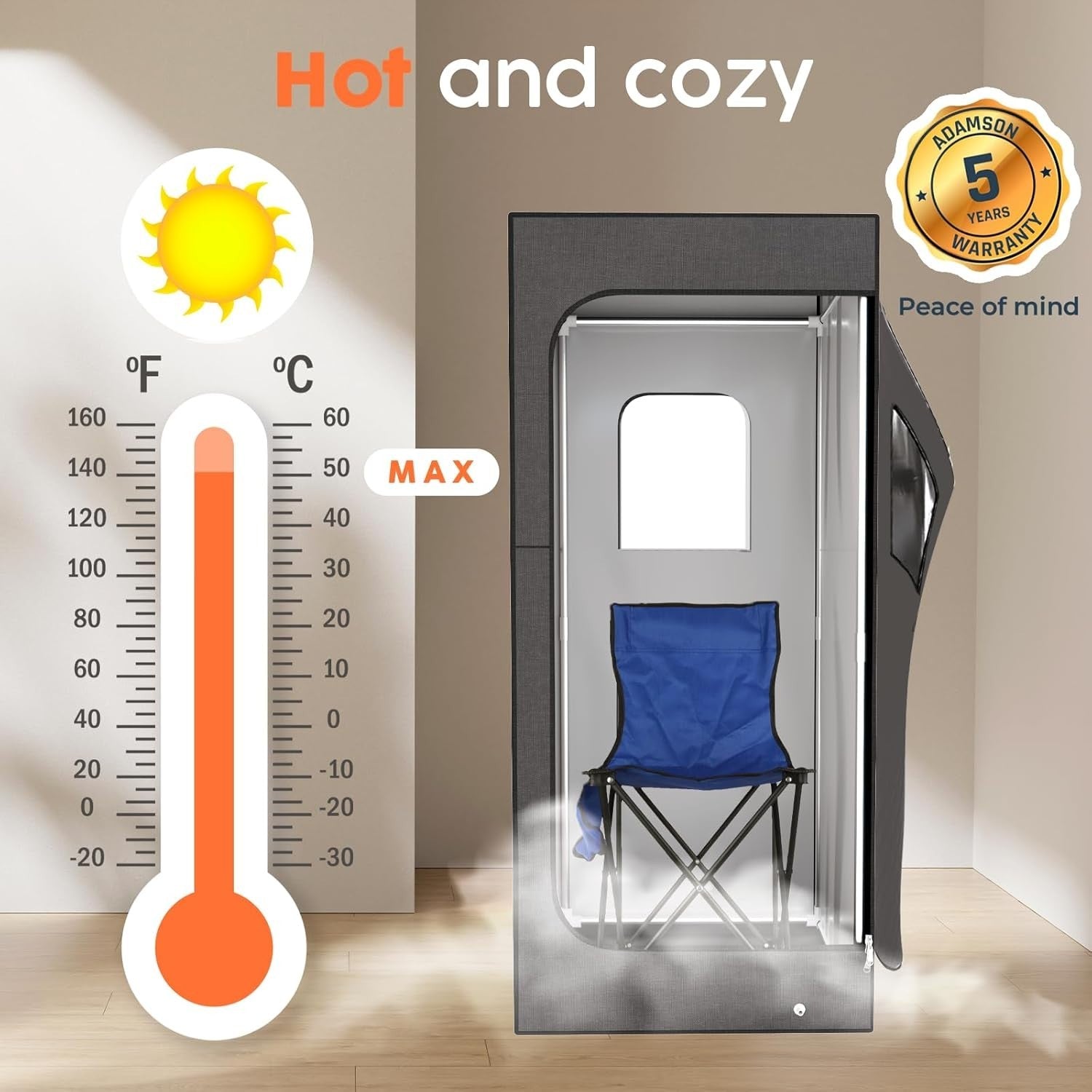 Full-Size Portable Steam Sauna Tent – 2.6L Steamer, Chair, Remote & Massager