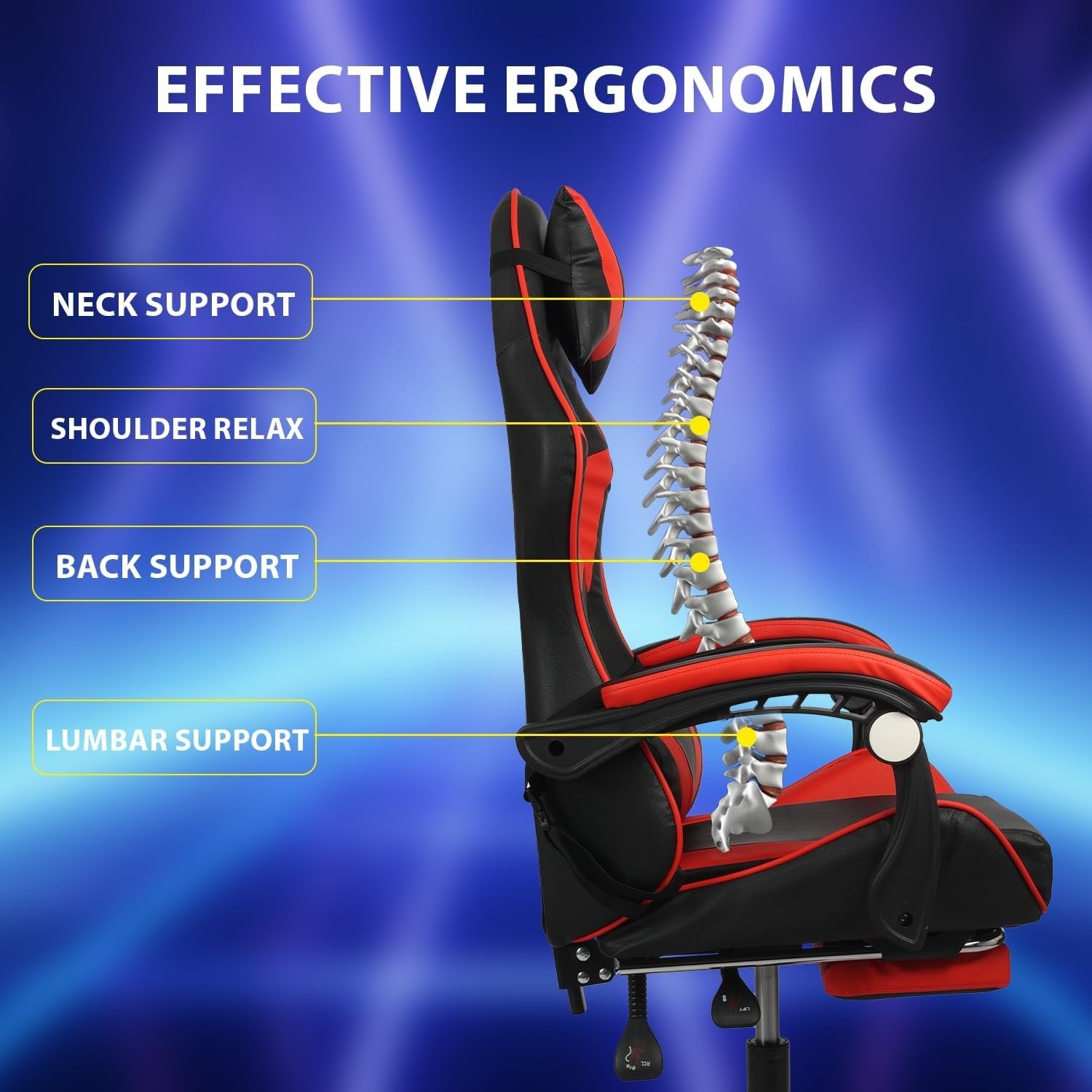 Gaming Chair with Footrest, Lumbar Support, Headrest & Adjustable Office Chair