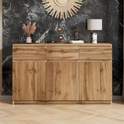 Oak Sideboard Buffet Cabinet with 3 Drawers 3 Doors Storage Unit 135cm