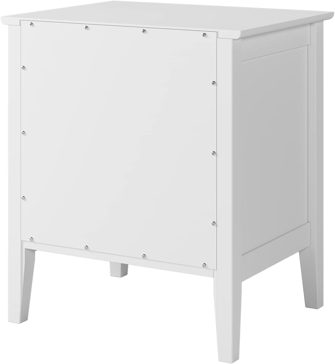 White Bedside Table with 2 Drawers | Modern Wooden Nightstand