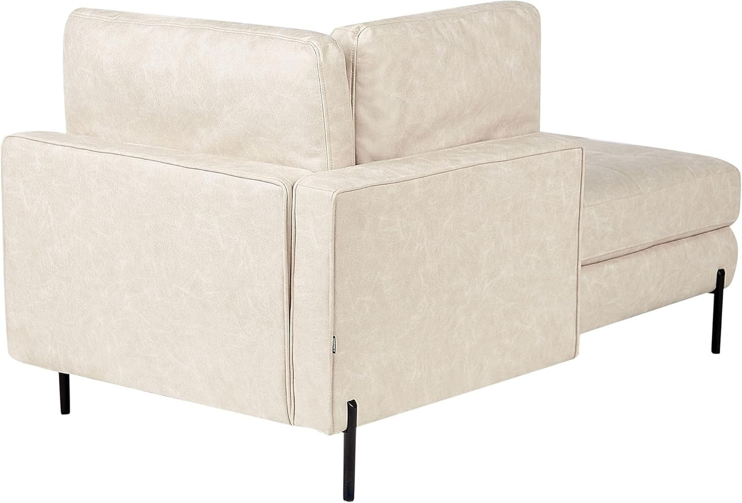 Modern Beige Faux Leather Tufted Chaise Lounge Sofa Seat for Lounge Room