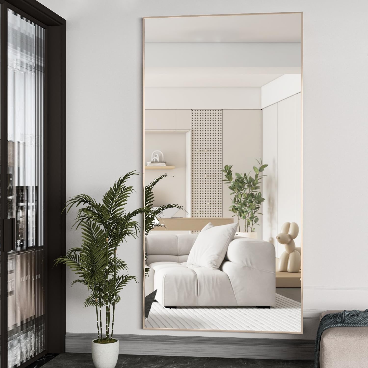 Full Length Floor Mirror 180x80cm Gold Frame, Lean or Hang, Crystal Clear