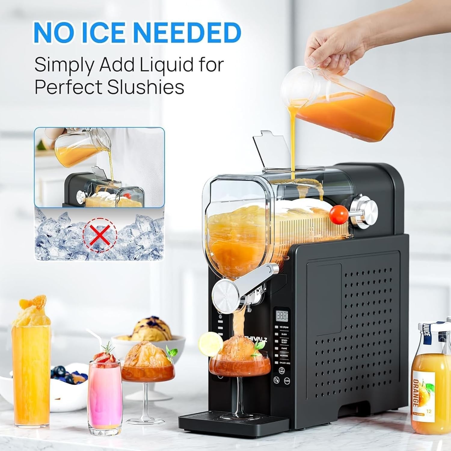 Frozen Drink Maker Slush Machine 6 Presets Fast Ice Cream Smoothie Maker