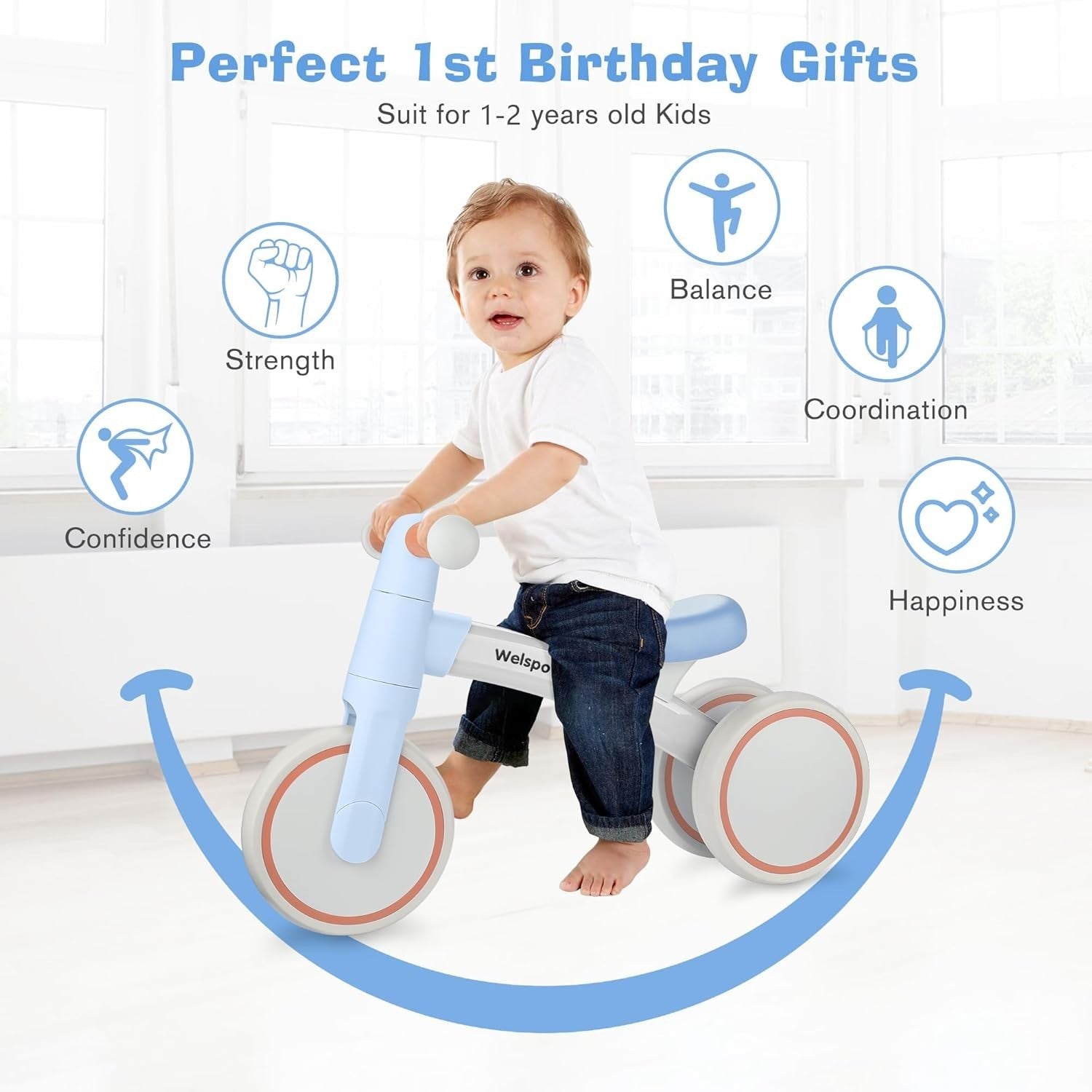 3 Wheel Baby Balance Bike Toddler First Bicycle No Pedal Age 12-24M